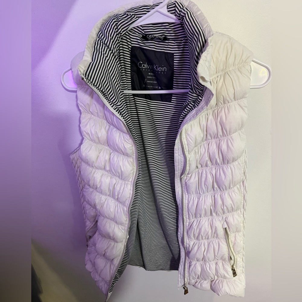 Calvin Klein Black and White Striped Lined Vest Interior
